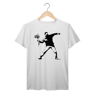 Camiseta Banksy Flores Algodão Prime 