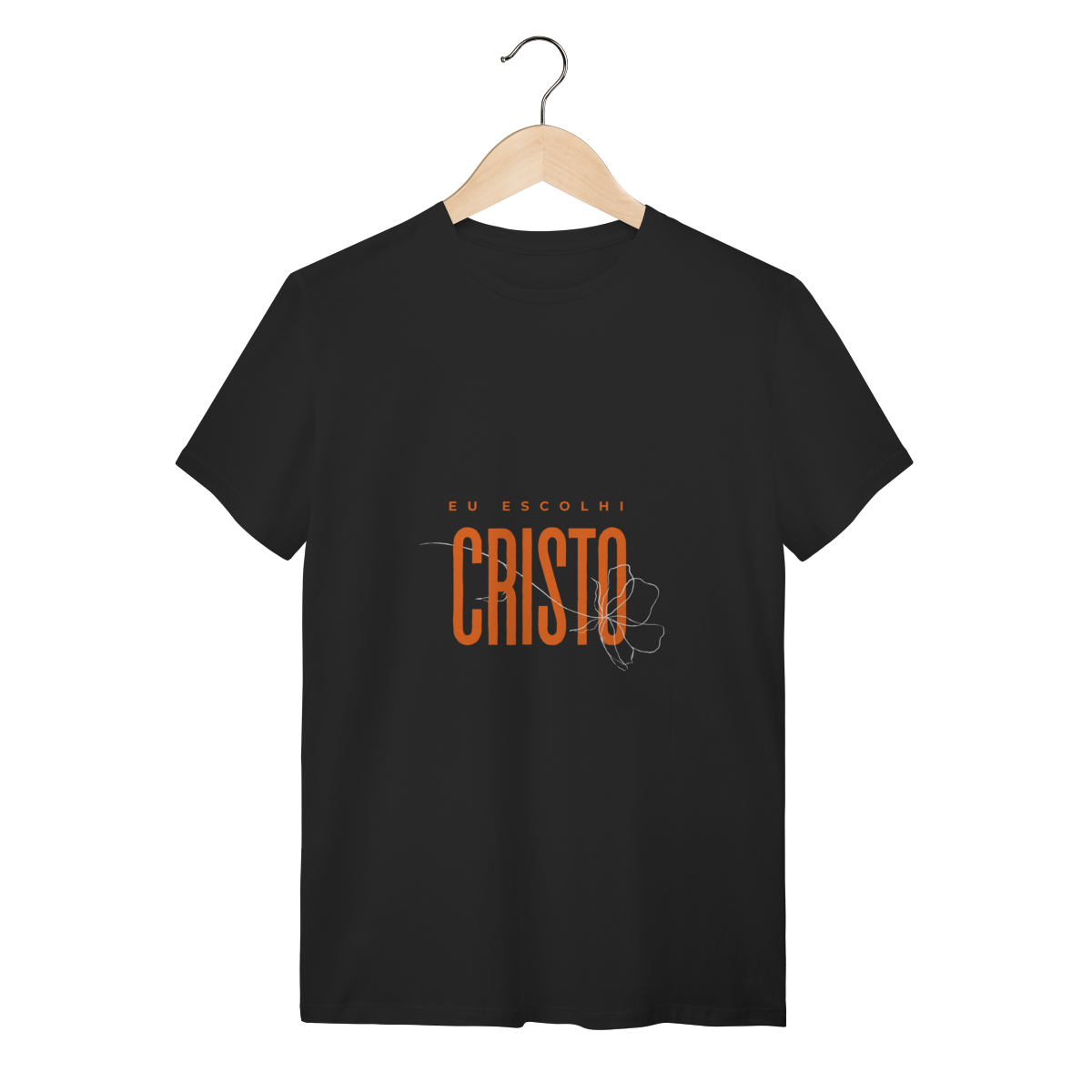 Nome do produto: Camiseta WIZE WEAR “Eu Escolhi Cristo” – Fé e Estilo em Uma Só Peça