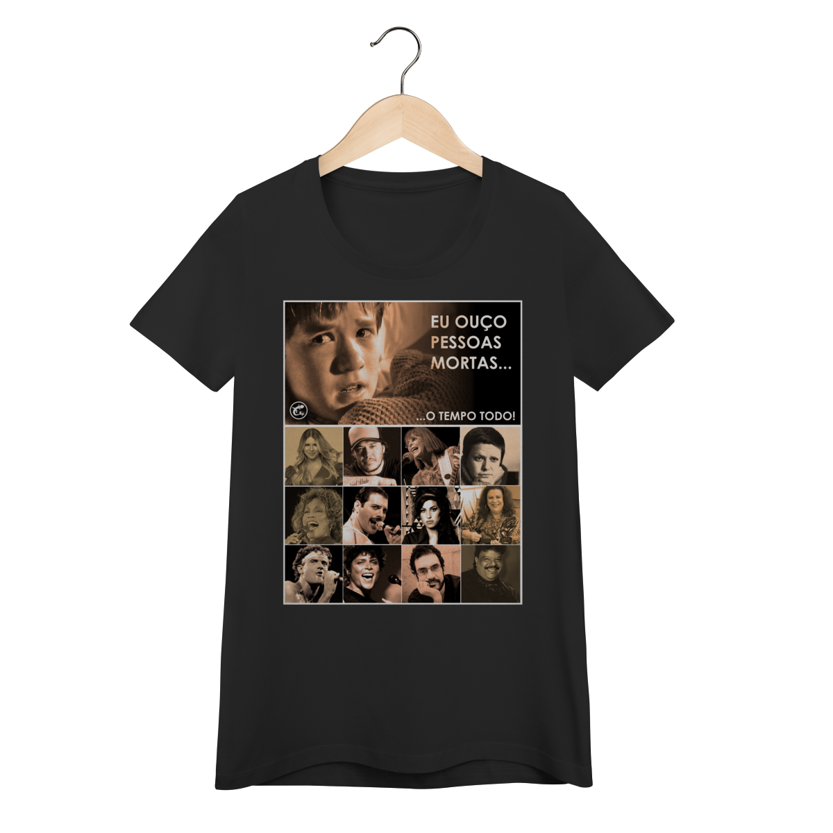 Camiseta Baby Long Eu ouço pessoas mortas...O tempo todo! Versão 25