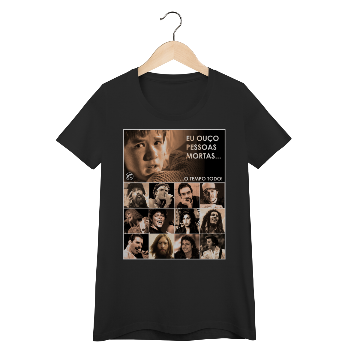 Camiseta Baby Long Eu ouço pessoas mortas...O tempo todo! Versão 26