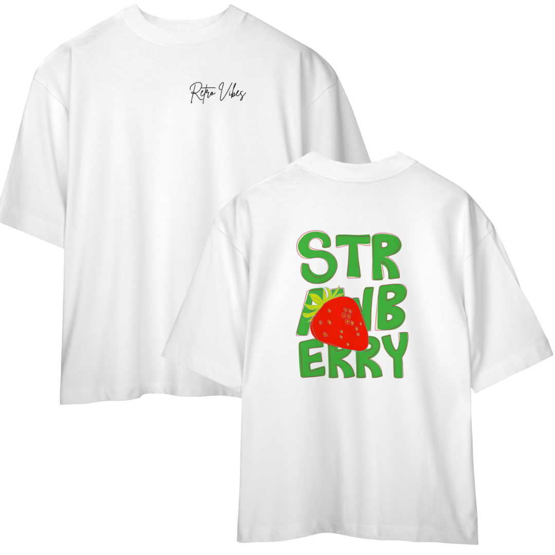 Camiseta Oversized - Strawberry white