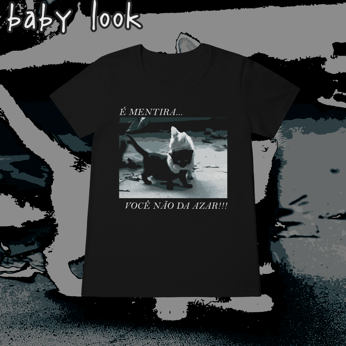 Baby Look 'gato preto não da azar!'