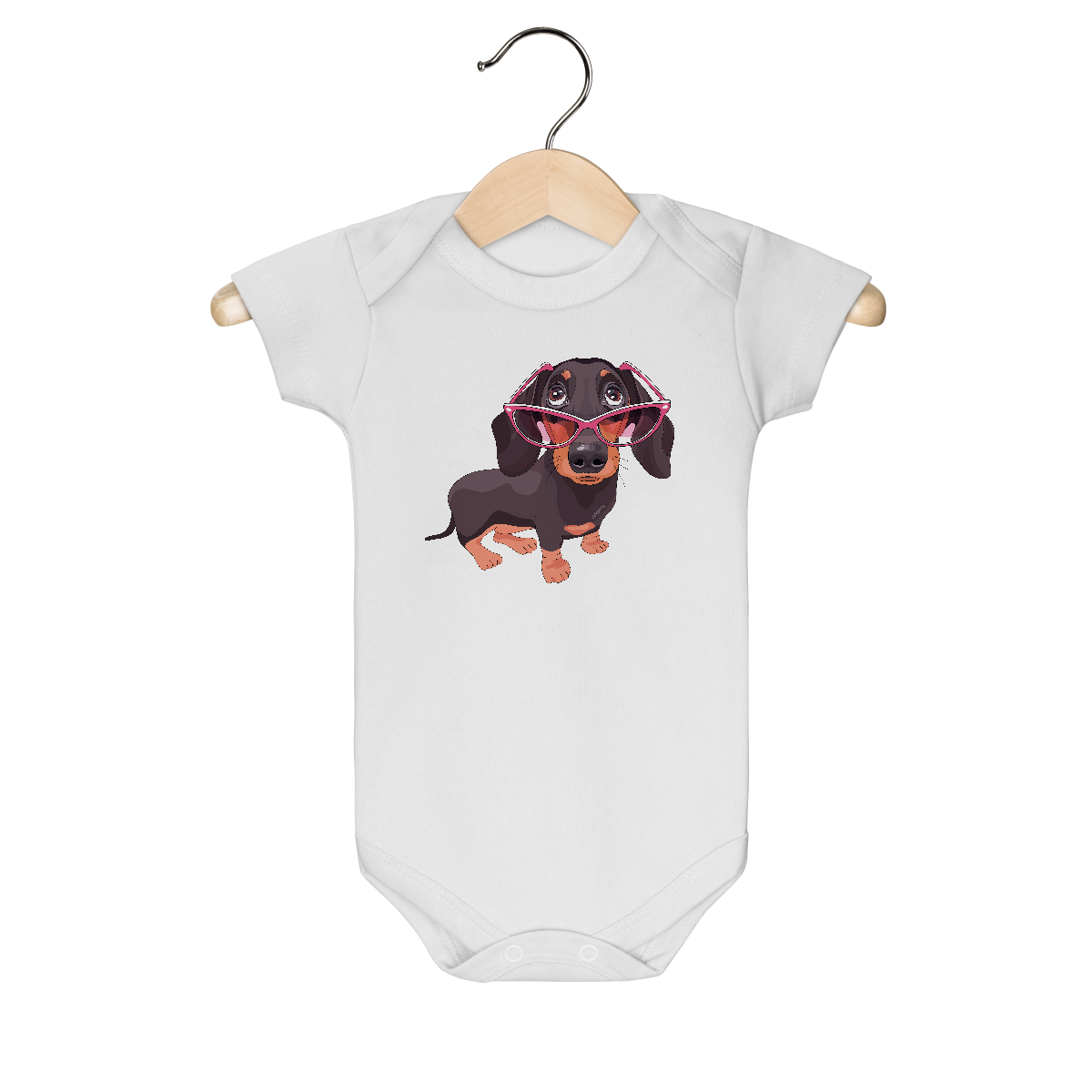 Body Bebê Dachshund de Óculos