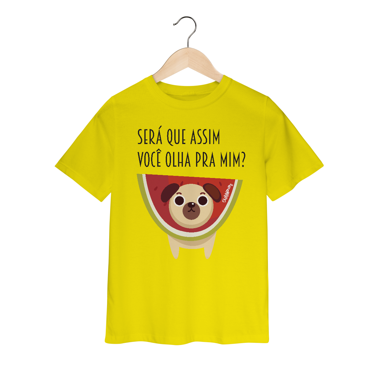 Camiseta Infantil Cachorro Melancia - Será Que Assim Você Olha Pra Mim?