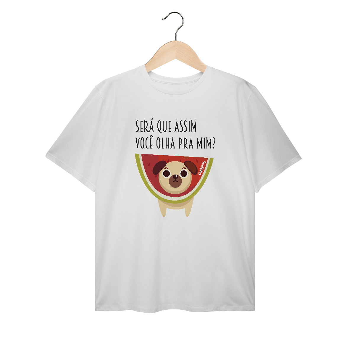 Camiseta Plus Size Cachorro Melancia - Será Que Assim Você Olha Pra Mim?