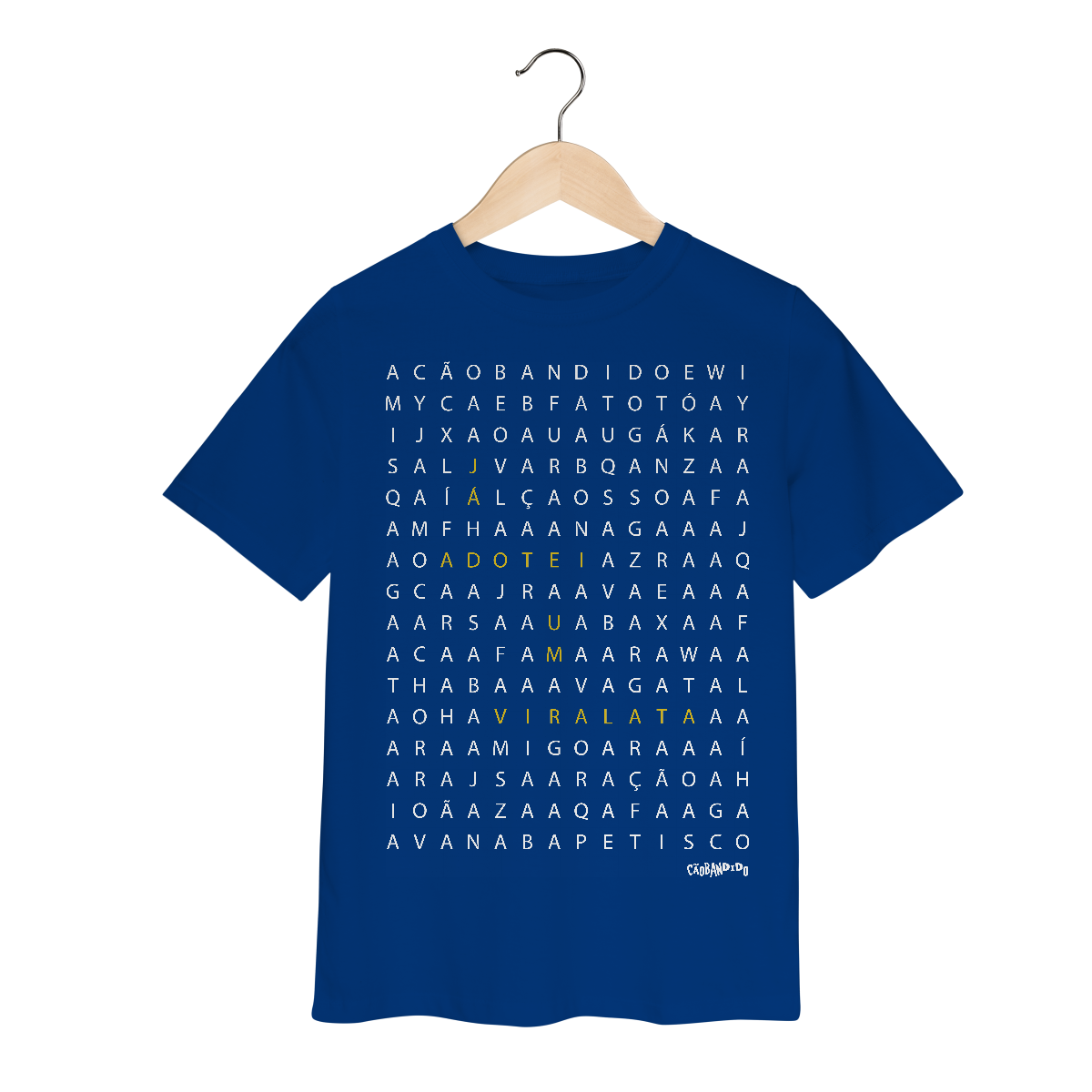 Camiseta Infantil Caça Palavras - Já Adotei um Vira-Lata