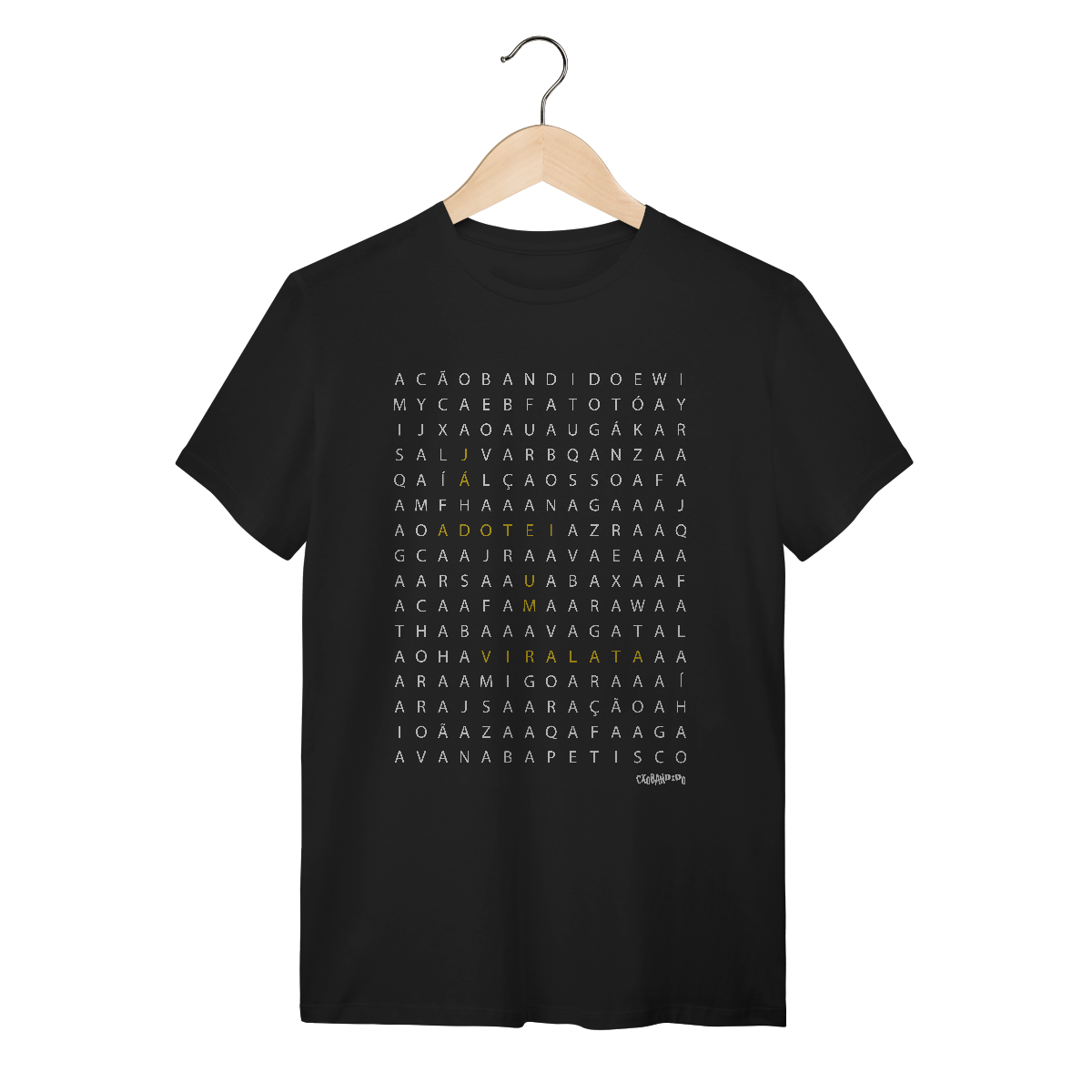 Camiseta Caça Palavras - Já Adotei um Vira-Lata