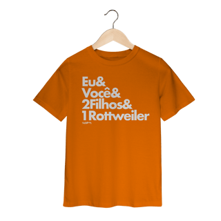 Camiseta Infantil 2 Filhos e 1 Cachorro Rottweiler