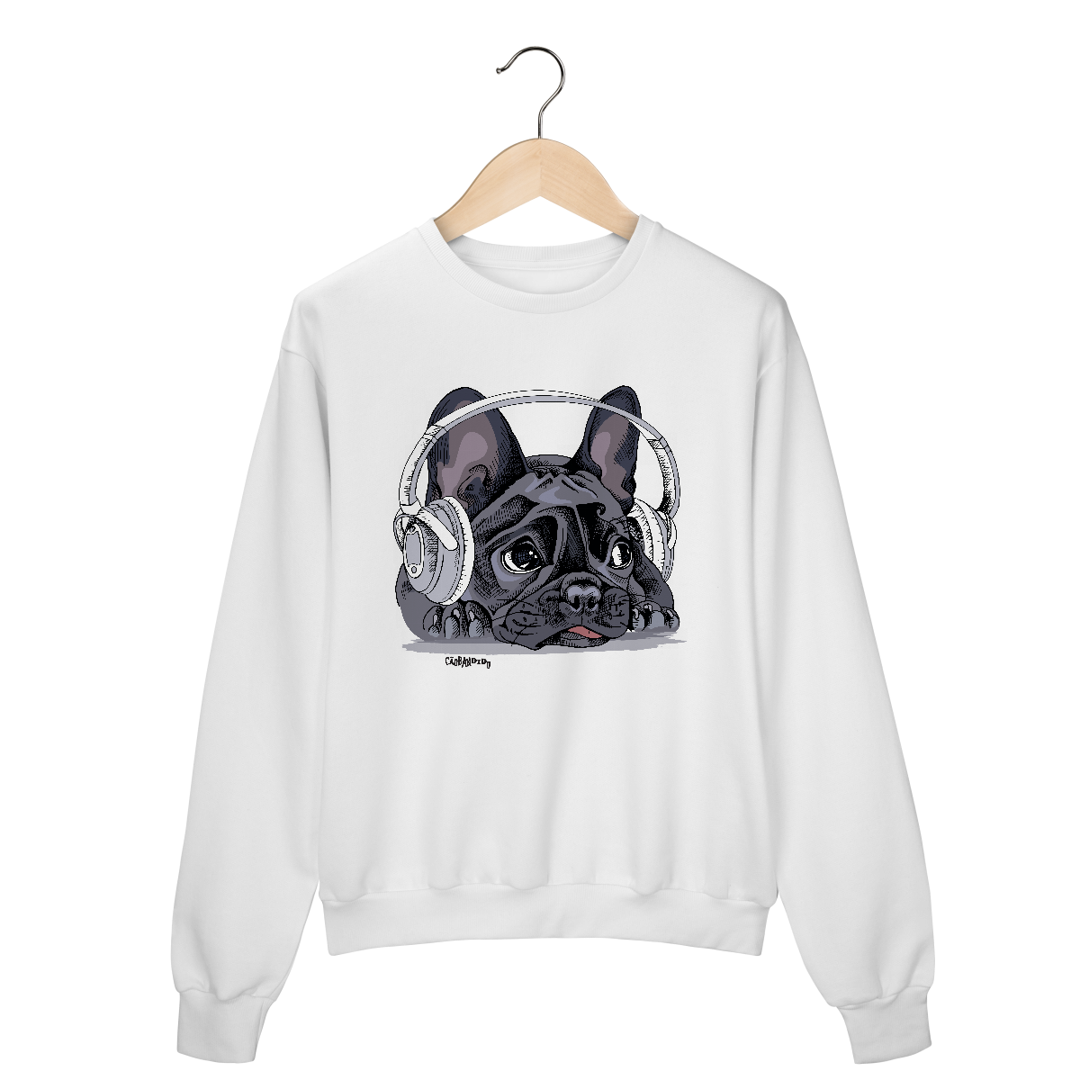 Moletom Blusão Bulldog Francês Ouvindo Música