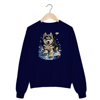 Moletom Blusão Husky Siberiano Correndo na Neve