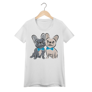 Baby Look Bulldog Francês Casal de Gravatinha