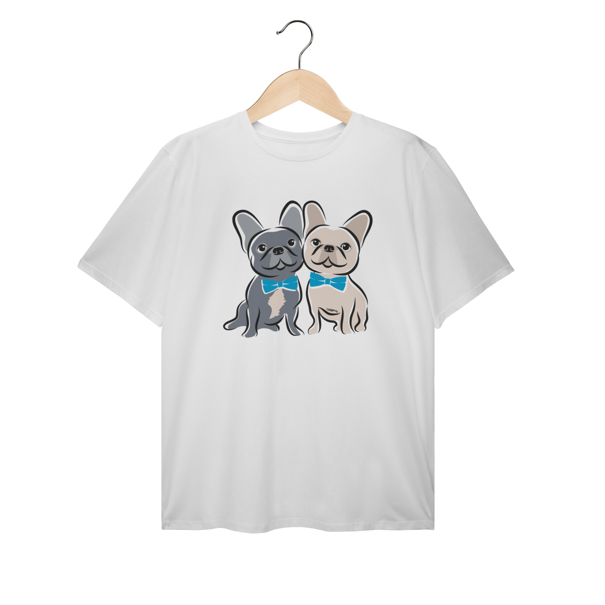 Camiseta Plus Size Bulldog Francês Casal de Gravatinha