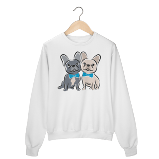 Moletom Blusão Bulldog Francês Casal de Gravatinha