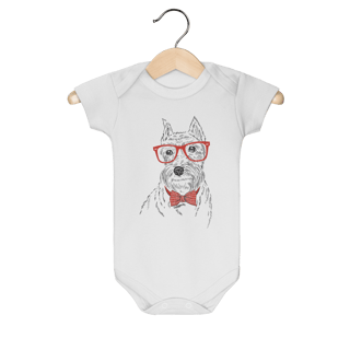 Body Bebê Schnauzer de Óculos e Gravatinha