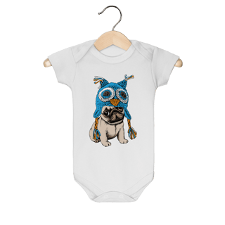 Body Bebê Pug Coruja