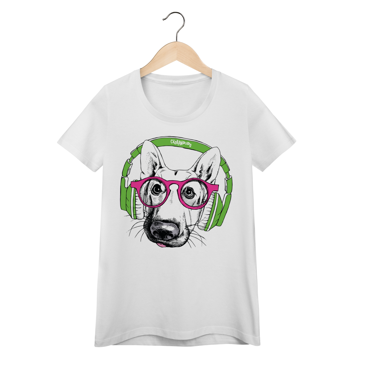 Baby Look Pastor Alemão de Óculos e Fone de Ouvido