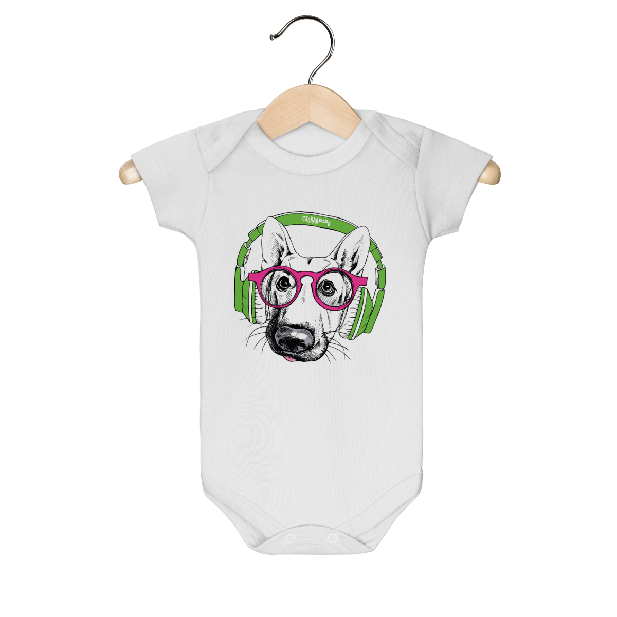 Body Bebê Pastor Alemão de Óculos e Fone de Ouvido