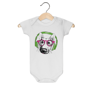 Body Bebê Pastor Alemão de Óculos e Fone de Ouvido