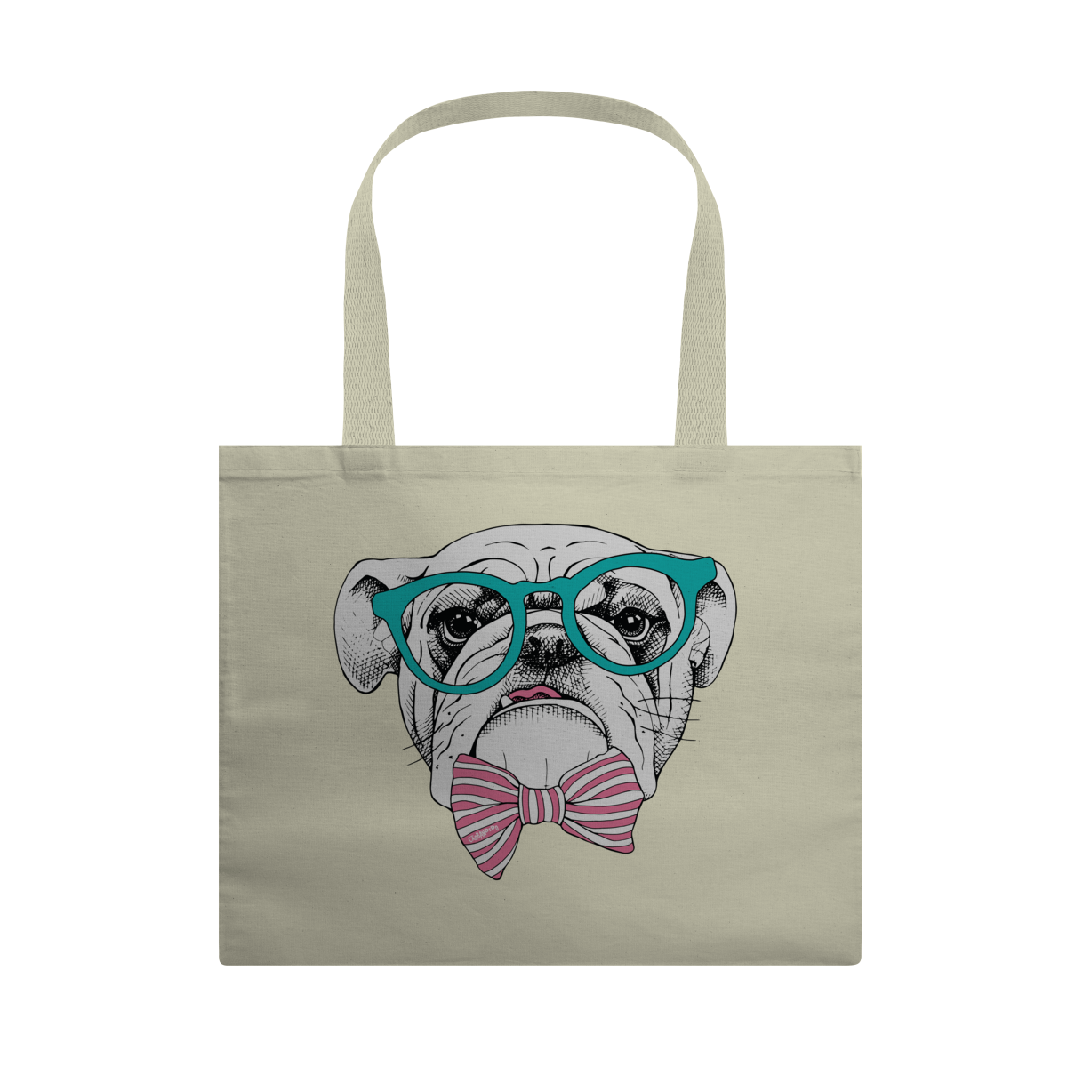 Ecobag Bulldog Inglês de Óculos e Gravatinha
