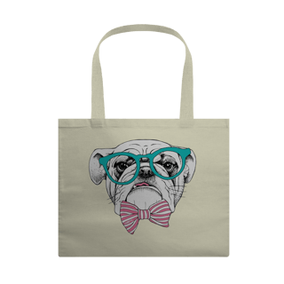 Ecobag Bulldog Inglês de Óculos e Gravatinha