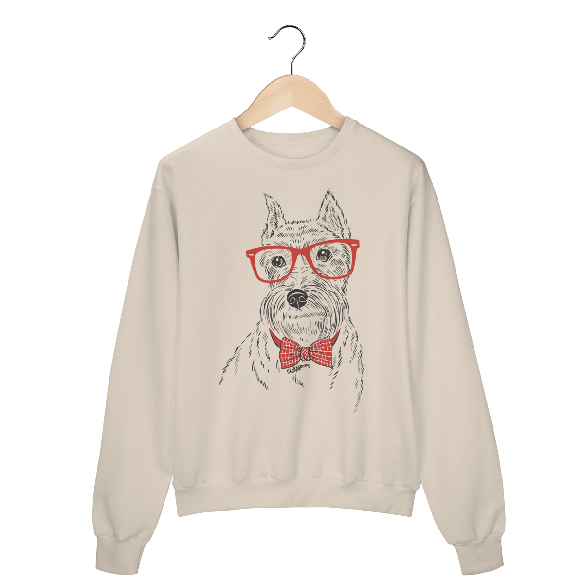 Moletom Blusão Schnauzer de Óculos e Gravatinha