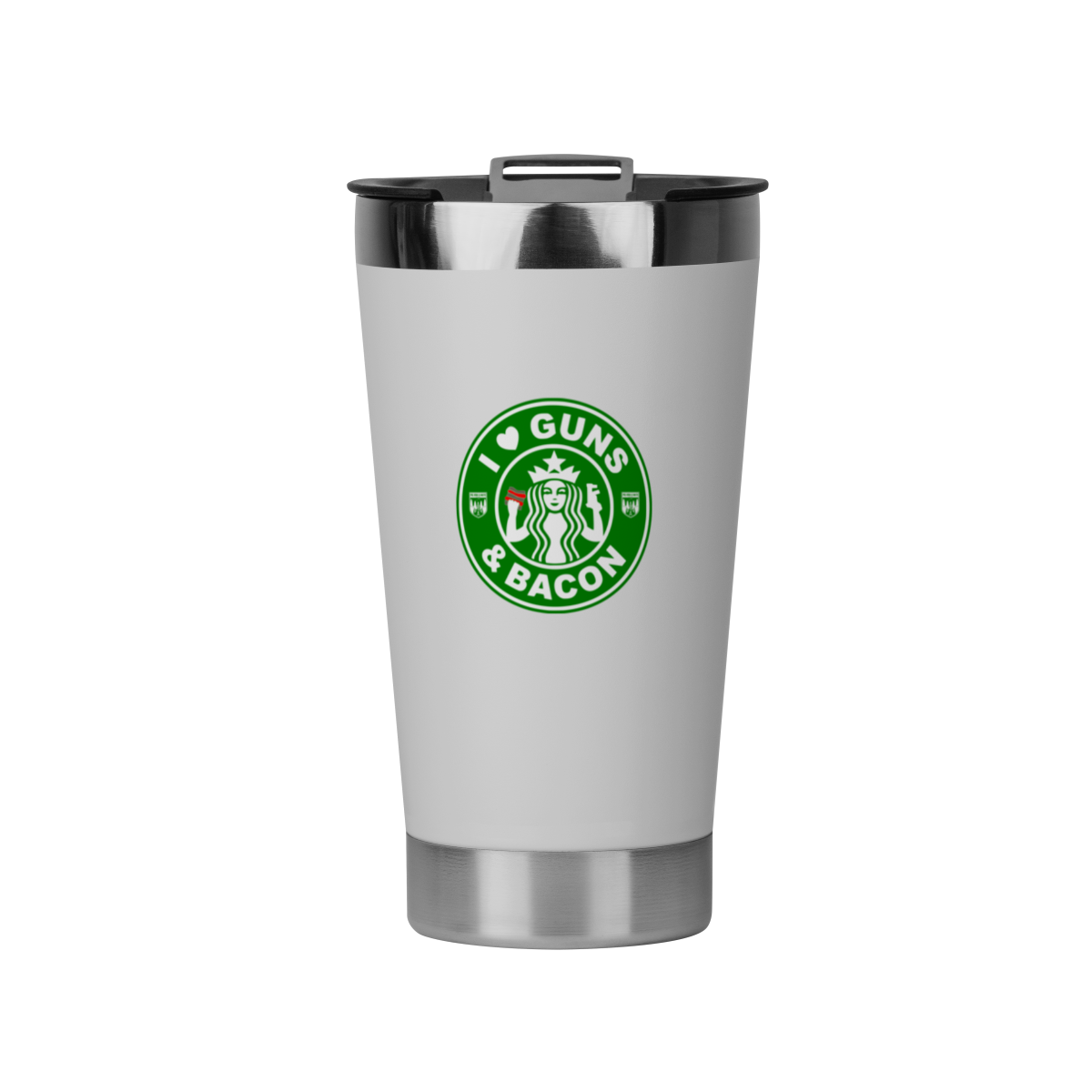 Copo térmico I Love Guns N' Bacon Pólvora e Mato
