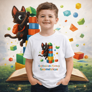 Camiseta Infantil Pedro e as Formas Geométricas