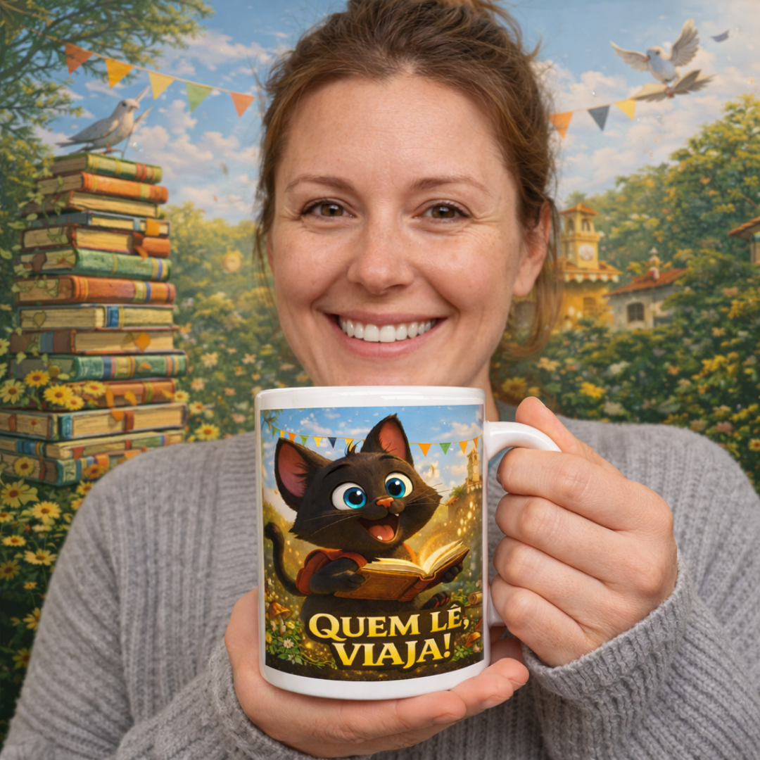 Caneca Quem LÊ Viaja