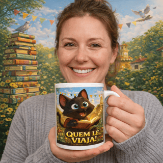 Caneca Quem LÊ Viaja