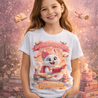 Camiseta Infantil Duda Ler É uma Aventura Mágica