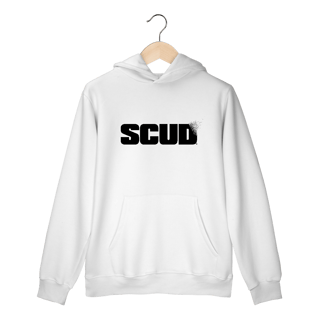 Moletom Prime Canguru SCUD c/ capuz branco - imp.: frete/costas.