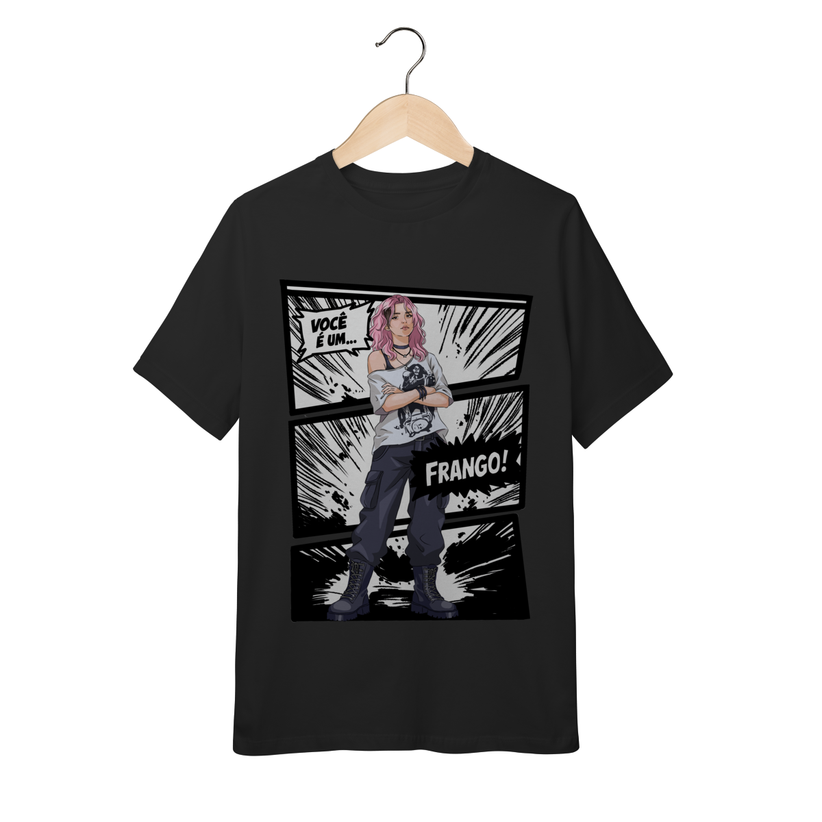 Camiseta : Você é um Frango” Infantil  (Arte por Artista Humano) Camiseta oficial Canal Amo Peixe 