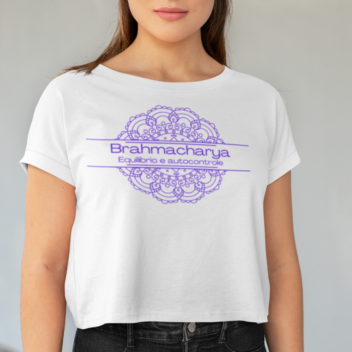 Camiseta Yoga Cropped Brahmacharya, Foque no Essencial