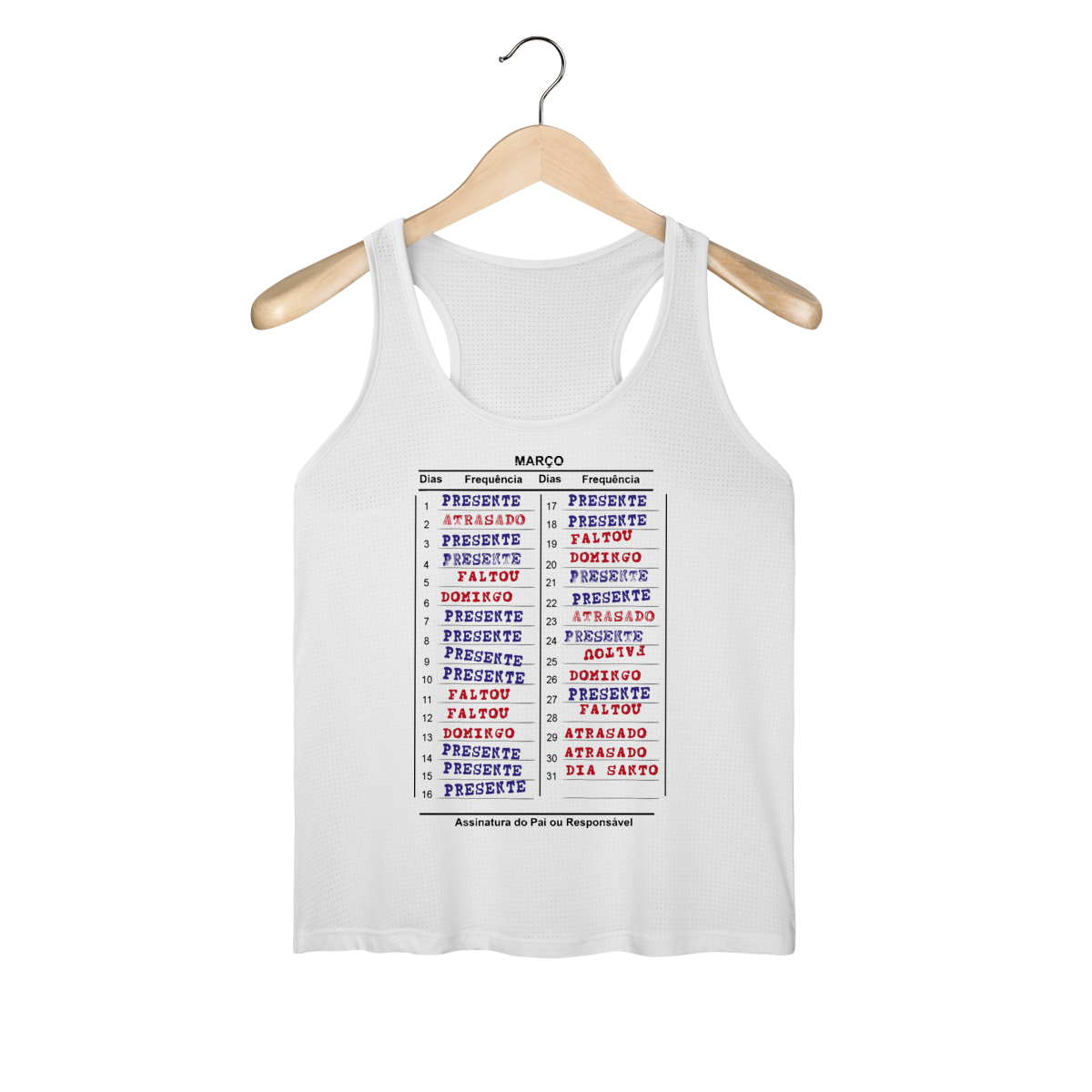 Regata Profissões: Prof - Caderneta de presença (Regata Fem Sportv Dry Uv)