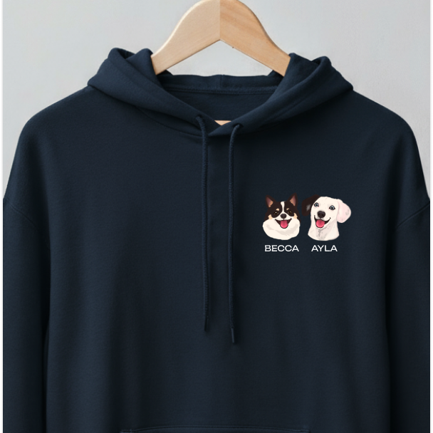 Moletom Canguru Personalizado Ilustração Desenho da Foto 2 PETS