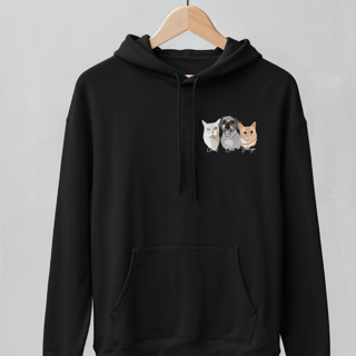 Moletom Canguru Personalizado Ilustração Desenho da Foto 3 pets ou mais