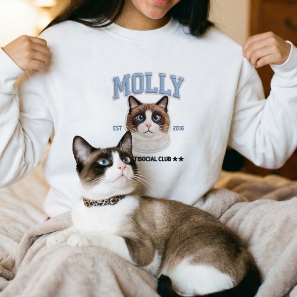 Moletom Personalizado Pet Com Foto Nome e Data Estilo Colegio Blusão Flanelado  Efeito Bordado 