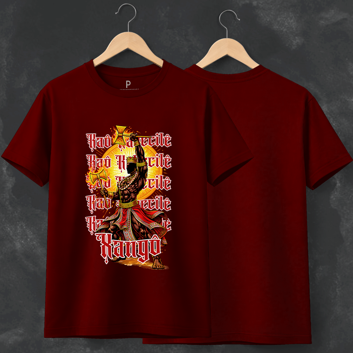 Camiseta Saudação à Xangô - Bordô