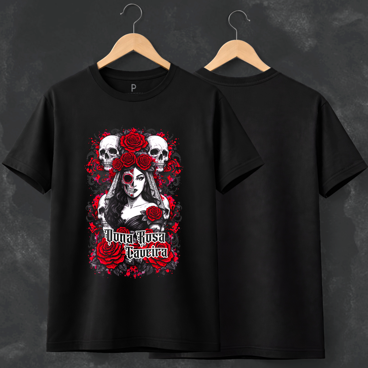 Camiseta Rosa Caveira - Preta