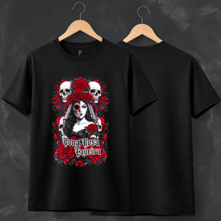 Camiseta Rosa Caveira - Preta