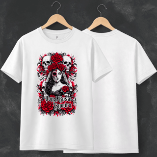 Camiseta Rosa Caveira - Branca