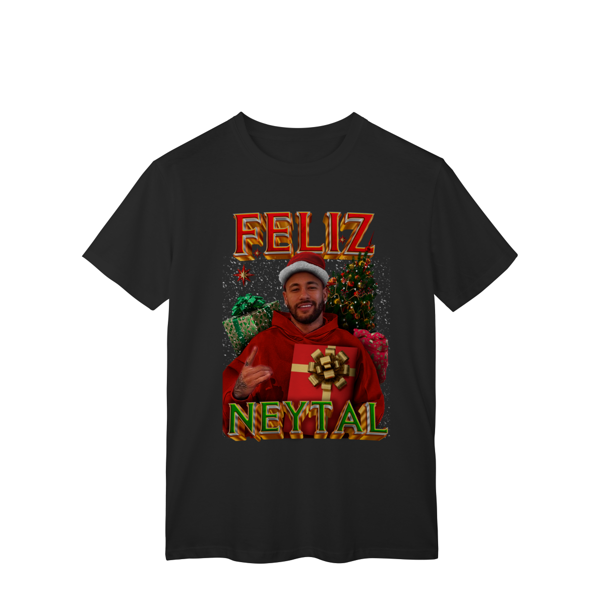 Nome do produto: Camiseta Preta Feliz Neytal