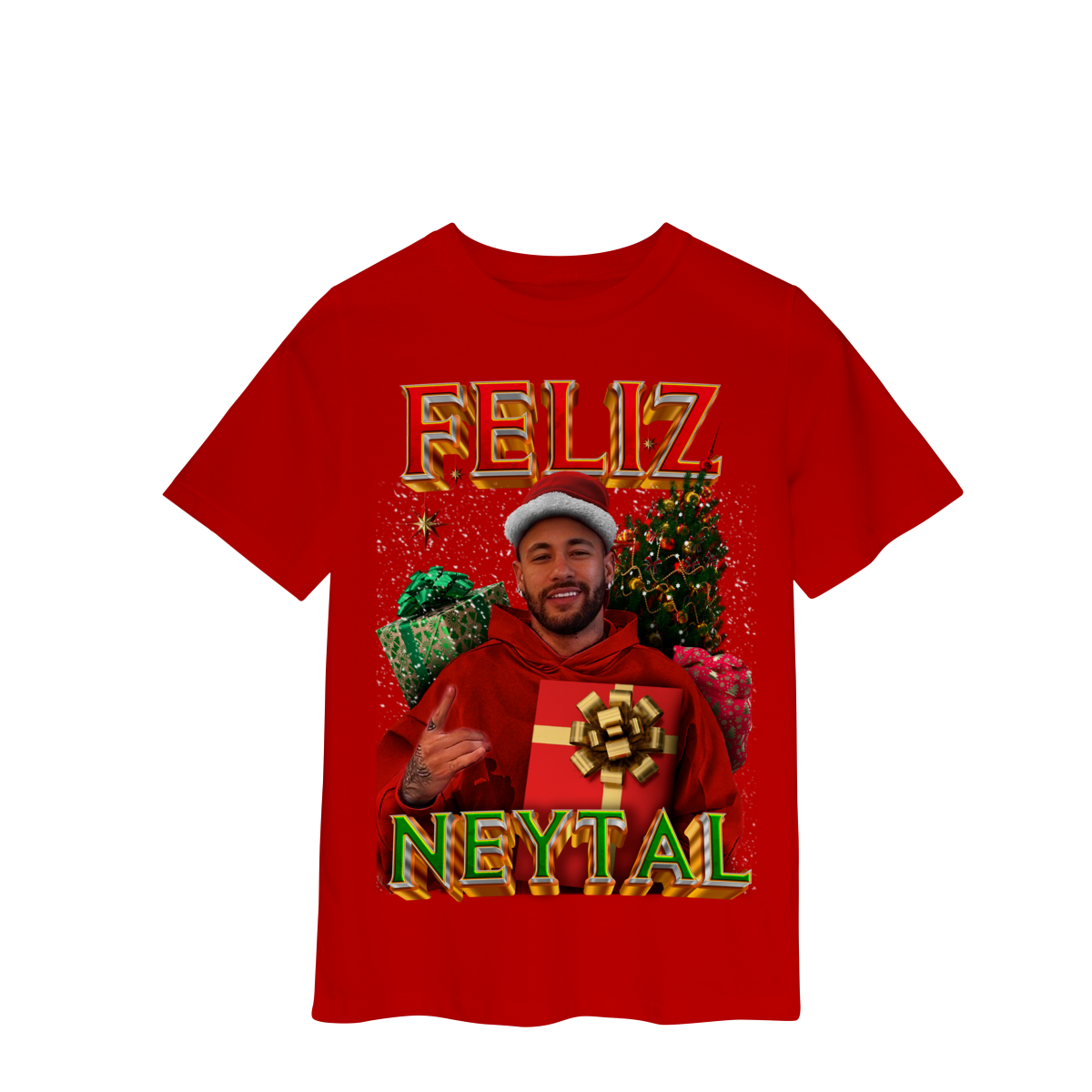 Nome do produto: Camiseta Infantil Vermelha Feliz Neytal