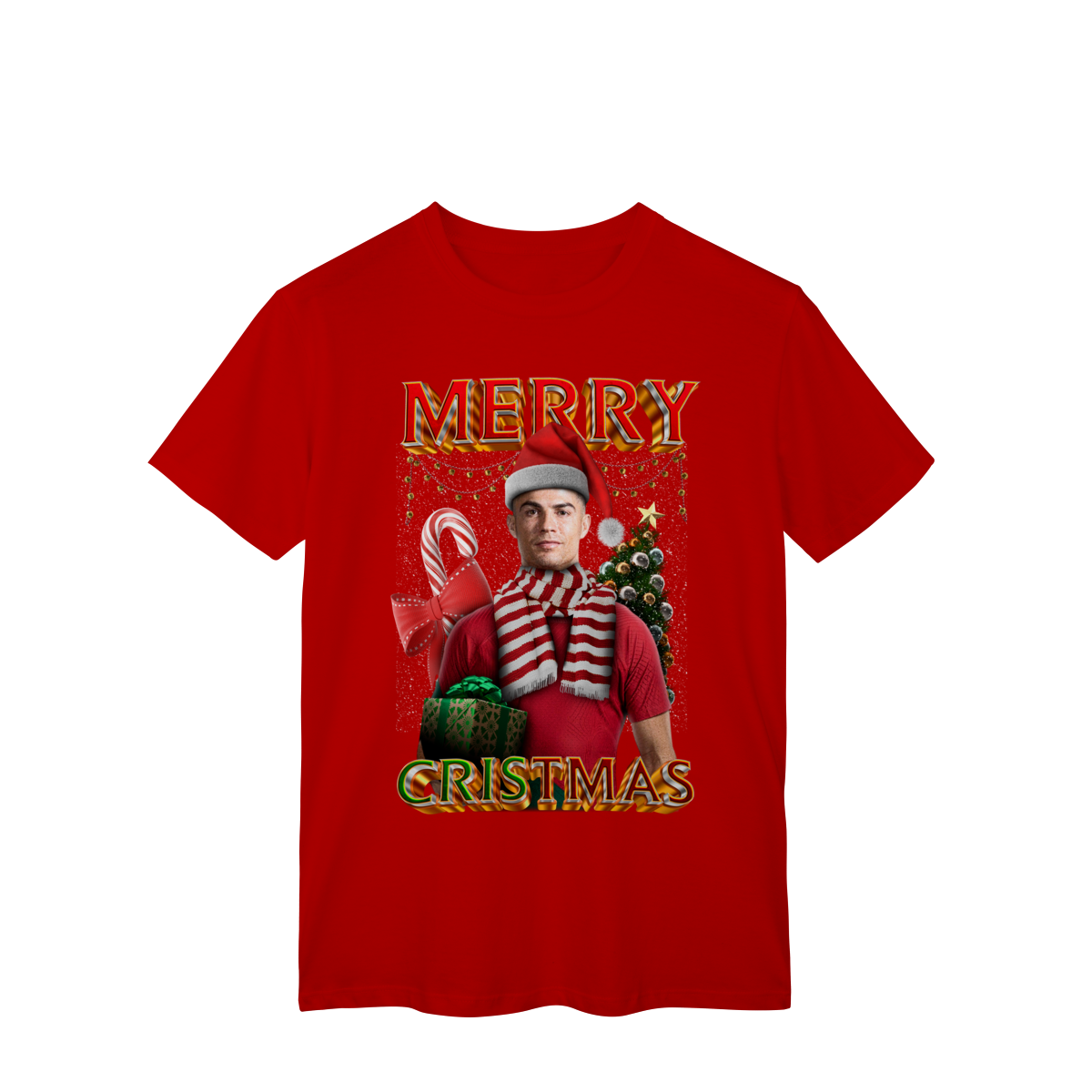 Nome do produto: Camiseta Vermelha Merry Cristmas