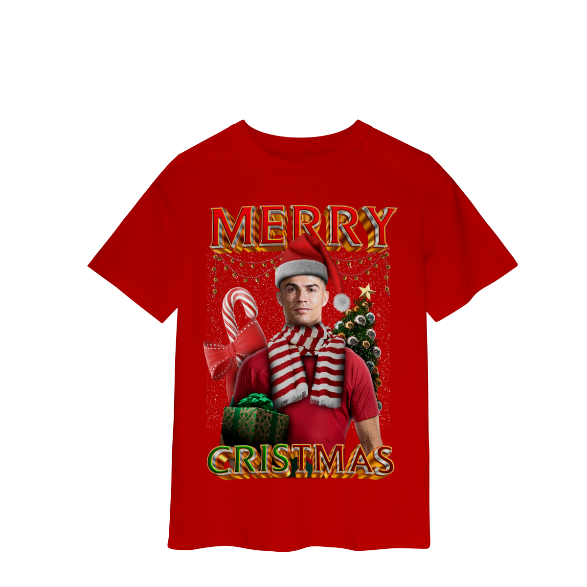 Nome do produto: Camiseta Infantil Vermelha Merry Cristmas