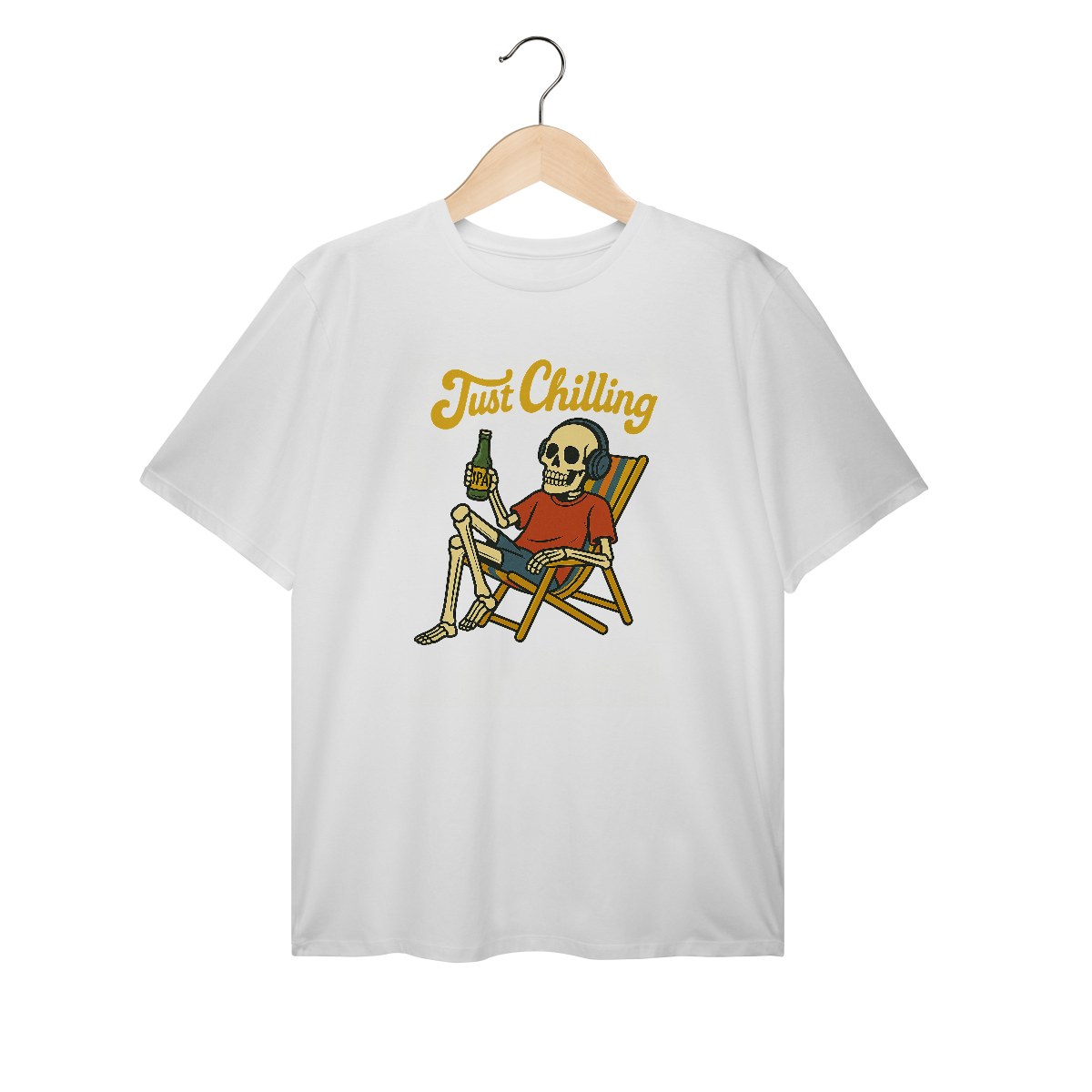 Camiseta Plus Size Caveira Just Chilling - Modelo 1