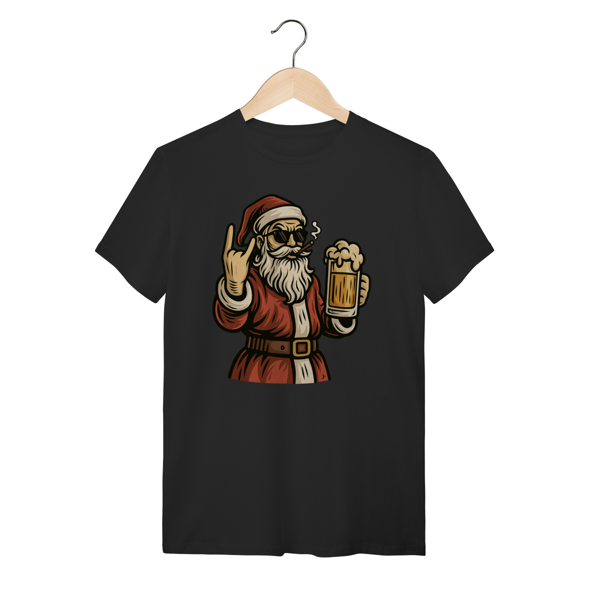 Camiseta Natal Modelo 4 - Papai Noel Bebendo Cerveja