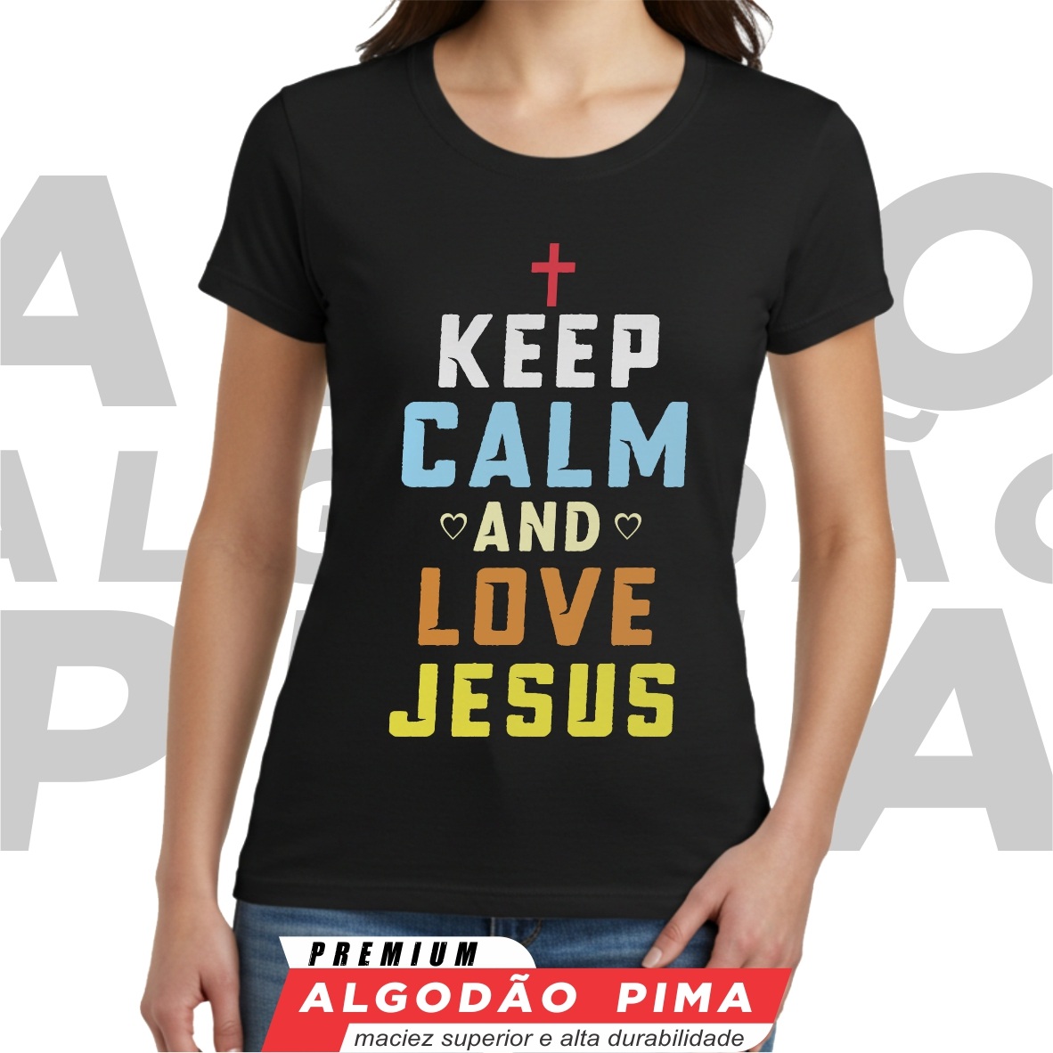 Baby Long Keep Calm & Love Jesus - Edição Retro Pima