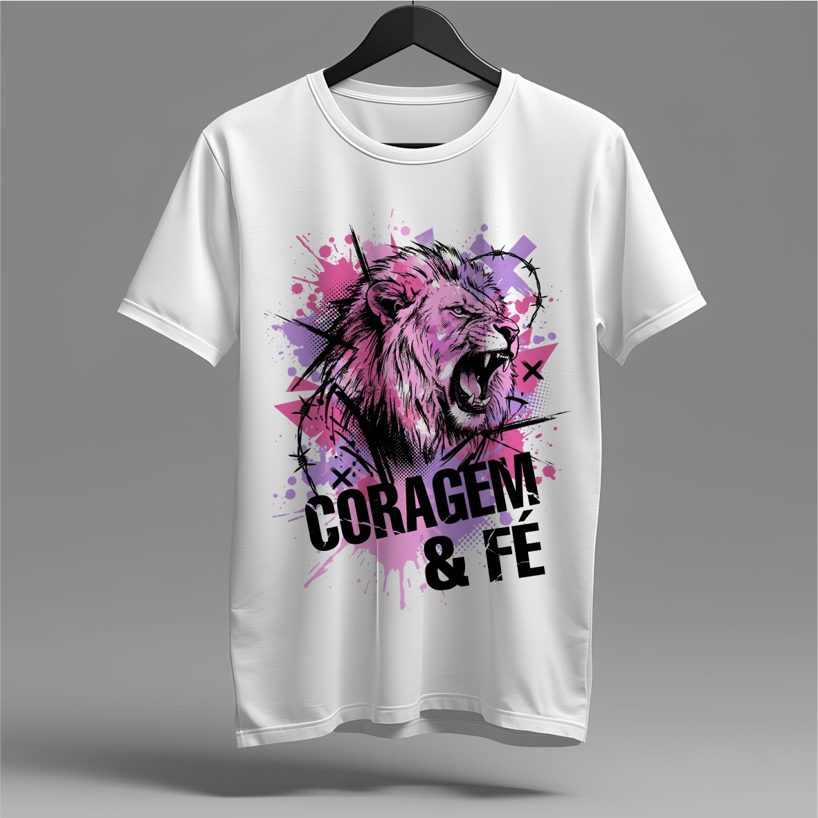 Camiseta Lion Courage & Faith: O Rugido da Vitória