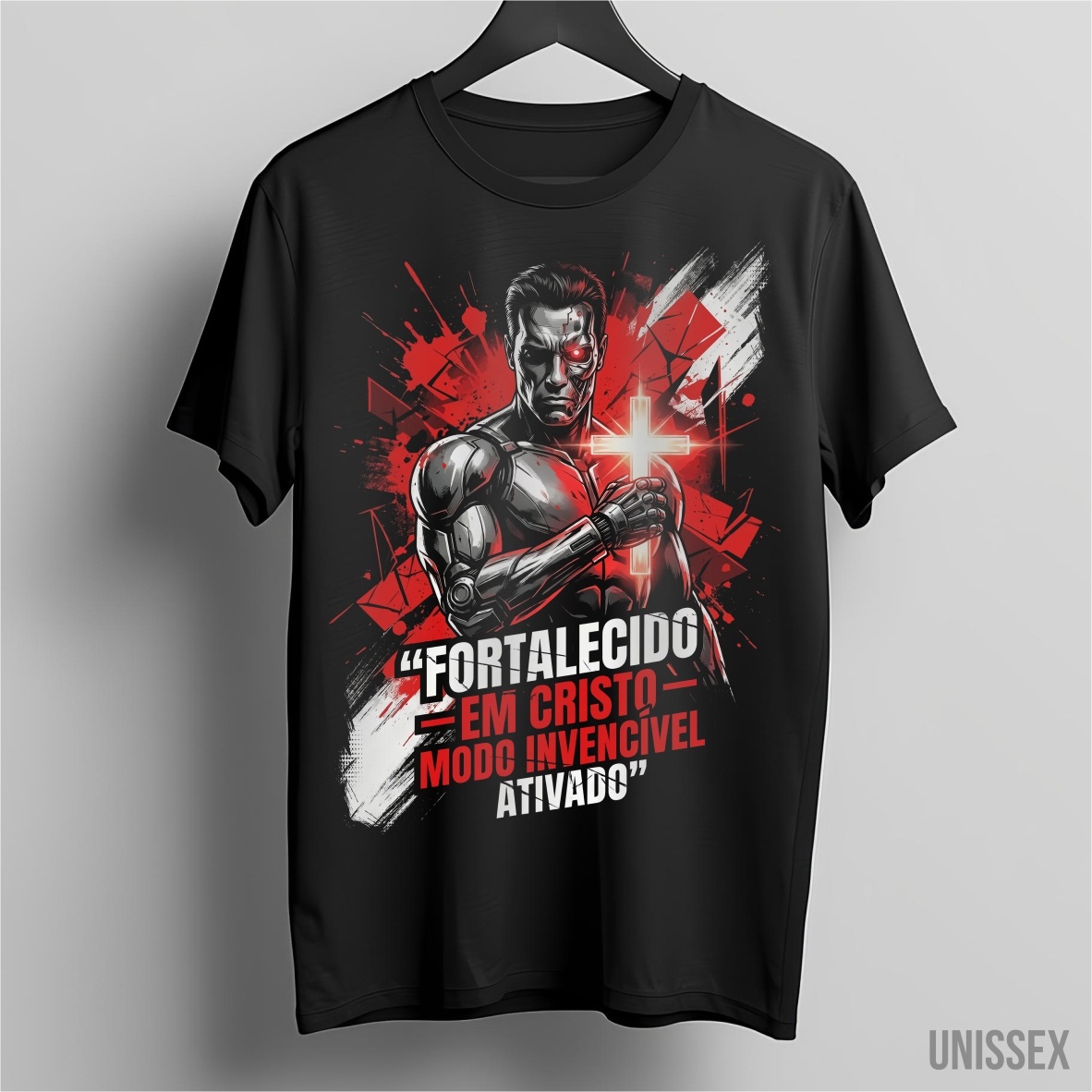 Camiseta Fortalecido em Cristo: Modo Invencível